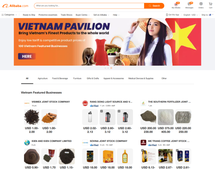 Gian hàng Việt Nam tiêu biểu trên Alibaba.com Đưa sản phẩm Việt vươn xa thế giới