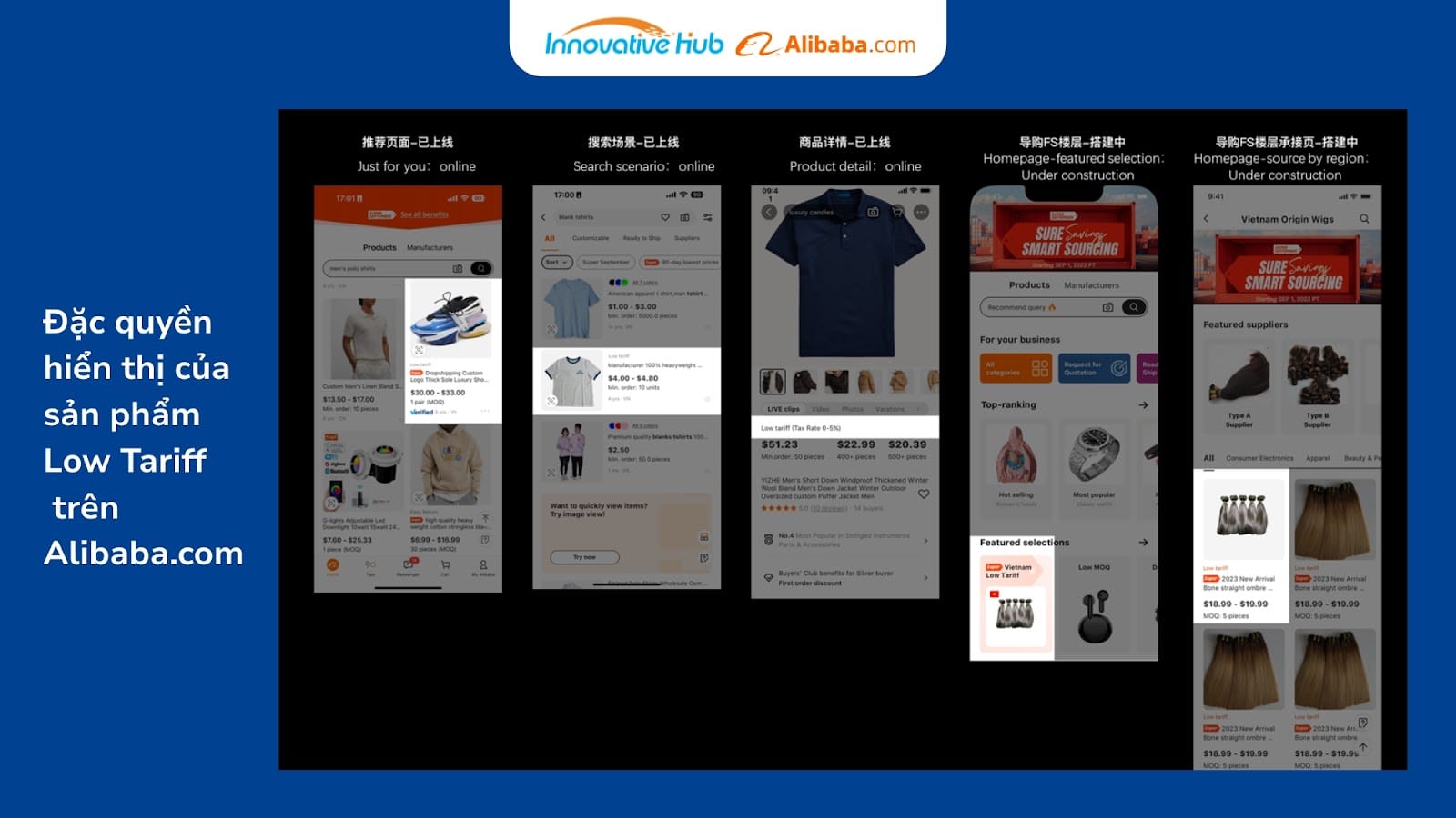 Lợi ích hiển thị của sản phẩm Low Tariff trên Alibaba.com