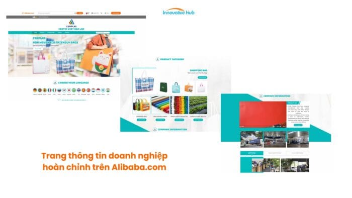 Minh hoạ trang thông tin doanh nghiệp hoàn chỉnh trên Alibaba.com